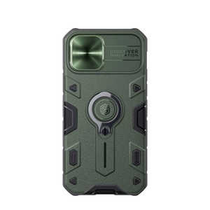 Apple, Nillkin - iPhone 12 / iPhone 12 Pro Hybrid Hardcase Hülle mit Cam-Slider + Kickstand Haltering - Grün, 