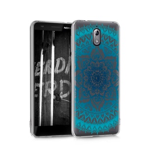 Nokia, Apfelkiste © - Nokia 3.1 Gummi Case Hülle Ultra Thin Mandala - Transparent / Türkis, 
