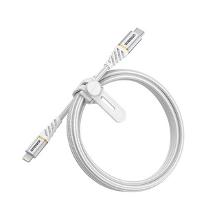 Apple, Otterbox - (1m / 3A) Premium MFI Robustes Lightning auf USB C Nylon Schnellladekabel Datenkabel Power Delivery (78-52651) - Cloud Sky White, 