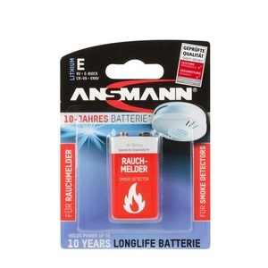 Ansmann, Lithium 9V Block Rauchmelderbatterie, Ansmann Lithium Batterie 9-V-Block für Rauchmelder