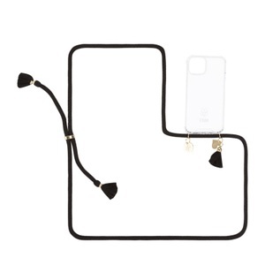 3mm, ETUUI - iPhone 13 Mini Necklace Hybrid TPU Hülle Air Cushion Fallschutz + Handykette - Schwarz, 