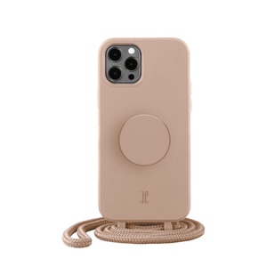 POPSOCKETS, PopSockets - (by Just Elegance) iPhone 12 / iPhone 12 Pro PopGrip 3in1 Necklace Gummi Hülle + Handykette (150cm) + PopSockets (30174) - Beige, 