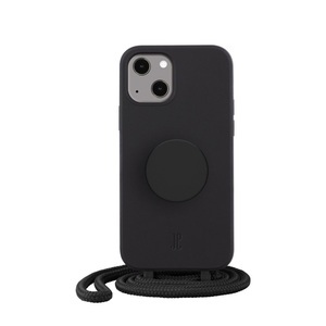 POPSOCKETS, PopSockets - (by Just Elegance) iPhone 14 Plus PopGrip 3in1 Necklace Gummi Hülle + Handykette (150cm) + PopSockets (30149) - Schwarz, 