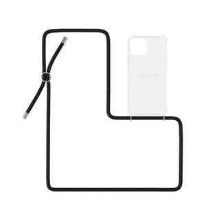 Urbany's, Urbany's - (130cm) iPhone 14 Pro Night Owl Necklace Hybrid Hülle Air Cushion Fallschutz + Handykette (PN-TS-I14P-NOS) - Transparent / Schwarz, Urbany's Necklace Case iPhone 14 Pro Night Owl