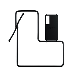 Urbany's, Urbany's - (130cm) Samsung Galaxy S21 5G All Black Necklace Hybrid Hülle Air Cushion Fallschutz + Handykette (PN-ABB-SS21-ABB) - Schwarz, 