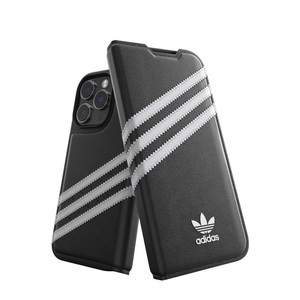 adidas Originals, adidas Originals - iPhone 14 Pro Booklet Case Leder Etui Tasche (50196) - Schwarz / Weiss, 