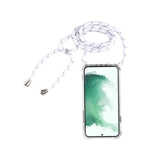 Apfelkiste, Apfelkiste © - Samsung Galaxy S22+ Plus 5G Necklace Gummi Hülle Air Cushion Fallschutz + Handykette (150cm) - Weiss / Silber, 