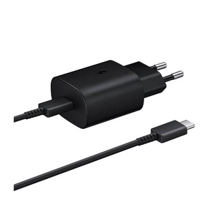 Samsung, Samsung - AFC Schnell Ladegerät (3A/25W) + USB C auf USB C Ladekabel 1m (EP-TA800XBEGWW) - Schwarz, Samsung Handy Ladegerät 220V USB C fast charging 25W mit Kabel