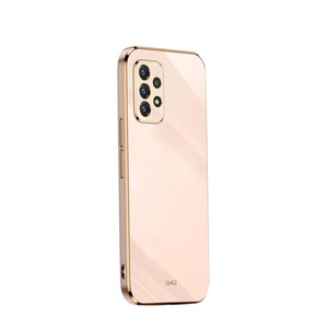 Sonstige Marke, Samsung Galaxy A52s 5G / A52 (5G) Gummi Case Hülle Galvanisierter Rahmen + Kameraschutz - Rosa / Gold, 