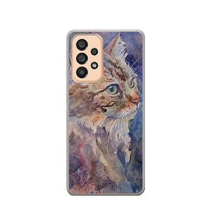 Apfelkiste, Apfelkiste © - Samsung Galaxy A13 Gummi Case Hülle Ultra Thin Katze Art Design - Braun / Blau, 