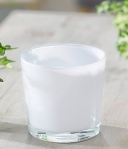 undefined, Glas-Übertopf ø 11 cm ´weiß´ (1 Stück), Hakbjl Glass Conner Vase