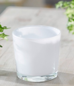 undefined, Glas-Übertopf ø 11 cm ´weiß´ (1 Stück), Hakbjl Glass Conner Vase
