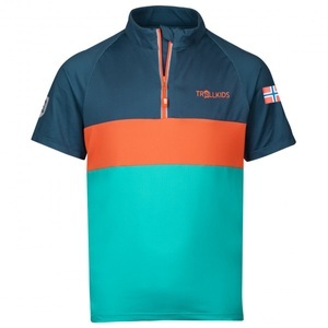 TROLLKIDS, Trollkids - Kid's Trondheim Shirt - Velotrikot Gr 152 türkis/blau, 