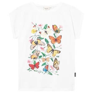 Dedicated, DEDICATED - Women's T-Shirt Visby Butterfly Field - T-Shirt Gr S weiß
