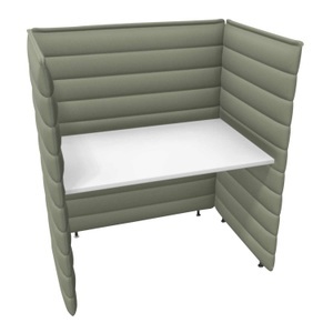 Vitra, Alcove Plus Desk Medium Stehtisch, Bezug stoff laser re, schwarz, Füsse glanzchrom 01, 
