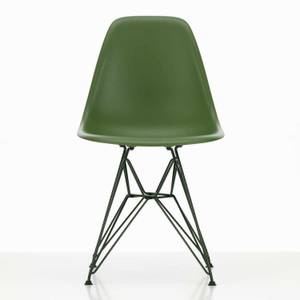Vitra, Eames Plastic Chair RE DSR Colours Stuhl, Farbe forest 48 / dunkelgrün 24, Gleiter für teppichböden, 