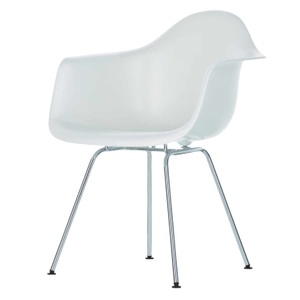 Vitra, Eames Plastic Armchair RE DAX Stuhl, Sitzschale RE cotton white re, Untergestell basic dark pulverbeschichtet (glatt), Gleiter weiss für hartböden, 