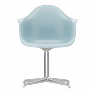 Vitra, Eames Plastic Armchair RE DAL Stuhl, Sitzschale RE cotton white re, Untergestell aluminium poliert, Gleiter basic dark für teppichböden, 
