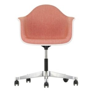 Vitra, Eames Plastic Armchair Chair RE PACC Sitzpolster Bürodrehstuhl, Sitzschale RE cotton white re, Stoff Hopsak F60 meerblau/dunkelgrau, Keder basic da..., 