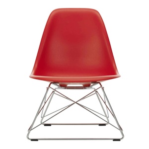 Vitra, Eames Plastic Lounge Side LSR Sessel, Sitzschale weiss, Untergestell basic dark pulverbeschichtet (glatt), Gleiter basic dark für hartböden, 