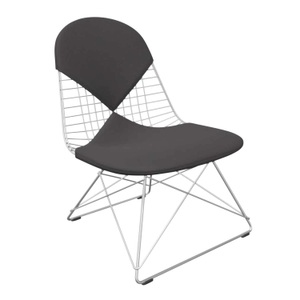 Vitra, Wire Lounge Chair LKR-2 Sessel, Gestell weiss pulverbeschichtet (glatt), Stoff Hopsak F60 meerblau/dunkelgrau, Gleiter weiss für hartböden, 