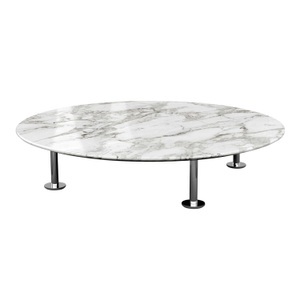 Knoll International, Grasshopper Rund Couchtisch, Durchmesser 137 cm, Tischplatte glas, schwarz, Gestell metall, brüniert, 