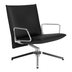 Knoll International, Pilot Chair Low Back Sessel, Bezug leder, volo black voblk, Armlehnen ohne, 