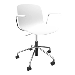 Magis Spa, Troy 5-Stern Armlehn-Bürodrehstuhl, Sitzschale dunkelgrün 1557c, Untergestell verchromt, 
