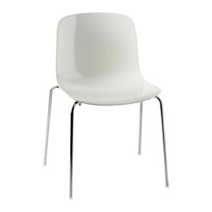 Magis Spa, Troy 4-Bein Stuhl, Sitzschale schwarz 1763c, Untergestell weiss pulverbeschichtet 5110, 