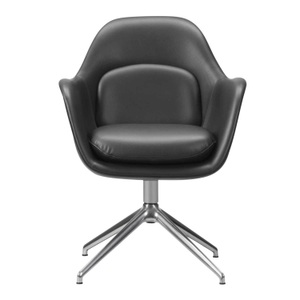 Fredericia, Swoon Dining Armchair Drehstuhl, Bezug leder omni - 377 dark brown, Untergestell aluminium poliert, 