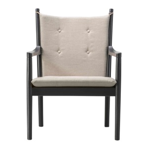 Fredericia, Wegner 1788 Lounge Chair Stoff-Sessel, Bezug stoff remix3 - 163 warm grey, Gestell eiche schwarz lackiert, 
