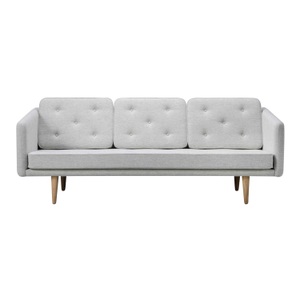 Fredericia, No. 1 3er Stoff-Sofa, Bezug stoff remix3 - 196 black, Beine eiche geseift, 