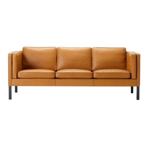 Fredericia, Mogensen 2333 3er Leder-Sofa, Bezug leder omni - 320 dark clay, Beine eiche schwarz lackiert, 