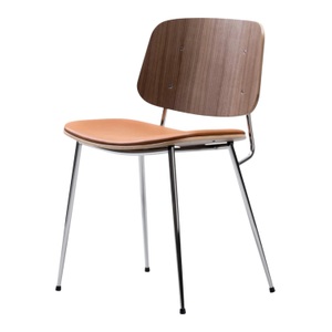 Fredericia, Søborg 3061 Sitzpolster Stuhl, Ausführung eiche, schwarz lackiert, Bezug Sitzpolster leder omni - 377 dark brown, Gestell schwarz, 