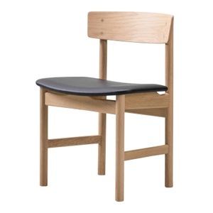 Fredericia, Mogensen 3236 Stuhl, Ausführung eiche, schwarz lackiert, Bezug Sitzpolster leder omni - 307 cognac, 