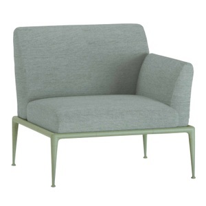 Fast, New Joint Sessel, Ausführung armlehne rechts/sitzend links, Stoff range 1 solids, white (weiss), Gestell aluminium lackiert, dark green (dunkelgrün), 