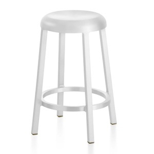 Emeco, ZA Counter Stool Hochstuhl, Ausführung aluminium, white grey, 
