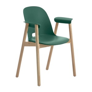 Emeco, Alfi Armchair Armlehnstuhl, Gestell holz, esche hell, Sitzschale white, 