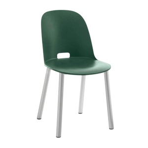 Emeco, Alfi Aluminium High Back Chair Stuhl, Gestell aluminium, eloxiert, Sitzschale white, 