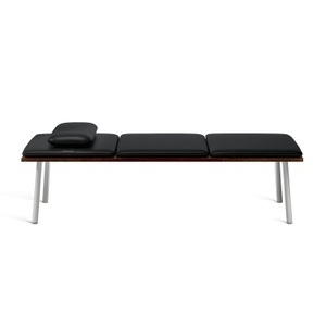 Emeco, Run Daybed Liege, Gestell aluminium, klar pulverbeschichtet, Holz nussbaum natur, Polster leder, spinneybeck volo black, 