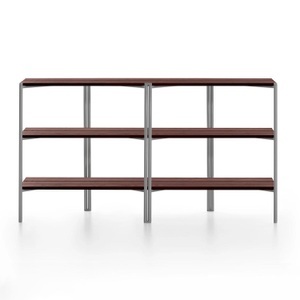 Emeco, Run Shelf Regal, Gestell aluminium, klar pulverbeschichtet, Ausführung tablare, nussbaumholz, 