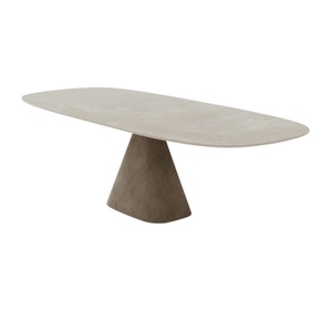 OUTSIDE by Mobimex, BRIDGE OUTSIDE Tisch, Tischplatte holz, kastanie, Metallträger weiss, Grösse l. 240 x b. 110 cm, Untergestell beton, anthrazit, 