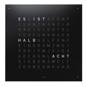 QLOCKTWO, QLOCKTWO EARTH 90 Edelstahl Wanduhr, Farbe hazelnut, Sprache spanisch (es), Korpus weiss ral 9003, 