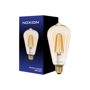Noxion, Noxion Lucent LED Glühbirne Fadenlampe 8.1W 825 ST64 E27 Amber | Extra Warmweiß - Dimmbar - Ersatz für 55W, Noxion Lucent LED E27 Edison Fadenlampe Messing 8.1W 720lm - 825 Extra Warmweiß | Dimmbar - Ersatz für 60W