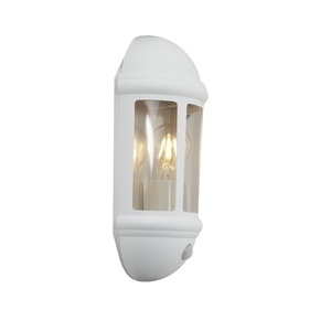 Ansell, Ansell LED Wall Light Latina Half Lantern White - Suitable for E27 up to 42W | IP65 - Motion and Light Sensor, Ansell LED Wall Light Latina Half Lantern White - Suitable for E27 up to 42W | IP65 - Motion and Light Sensor