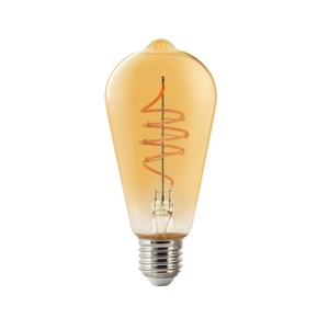 Nordlux, Nordlux Smart LED E27 Edison Fadenlampe Messing 4.7W 380lm 360D- 822 | Dimmbar, LED-Lampe ST64 Edison E27 4,7W 822 smart, amber