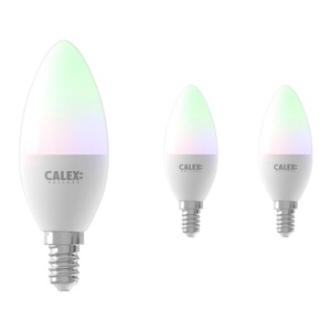 Calex, Mehrfachpackung 3x Calex Smart Kerze LED Glühbirne E14 5W 470lm 2200-4000K | Tuya Wifi - Color Ambiance + Abstimmbares Weiß, Mehrfachpackung 3x Calex Smart Tuya Wifi E14 Kerze 5W 470lm - 822-840 Abstimmbares Weiß | RGBW - Dimmbar - Ersatz für 40W