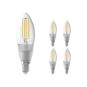 Calex, Mehrfachpackung 5x Calex Smart Kerze LED Glühbirne E14 4,5W 450lm 1800-3000K Fadenlampe | Tuya Wifi - Abstimmbares Weiß, Mehrfachpackung 5x Calex Smart Tuya Wifi E14 Kerze Fadenlampe 4.5W 450lm - 818-830 Abstimmbares Weiß | Dimmbar - Ersatz für 40W