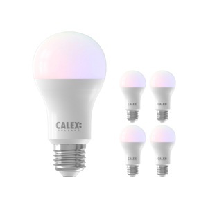Calex, Mehrfachpackung 5x Calex Smart Standard LED Glühbirne E27 8,5W 806lm 2200-4000K | Tuya Wifi - Color Ambiance + Abstimmbares Weiß, Mehrfachpackung 5x Calex Smart Tuya Wifi E27 Birne 8.5W 806lm - 822-840 Abstimmbares Weiß | RGBW - Dimmbar - Ersatz für 60W