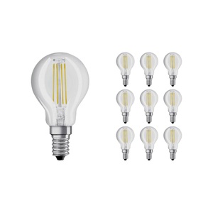 Osram, Mehrfachpackung 10x Osram LED Retrofit Classic E14 P 4W 840 Klar | Kaltweiß - Ersatz für 40W, Mehrfachpackung 10x Osram Retrofit LED E14 Kugel Fadenlampe Klar 4W 470lm - 840 Kaltweiß | Ersatz für 40W